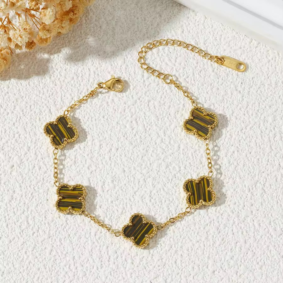 Trebol | Acero Inoxidable Chapada en Oro 18K doble cara