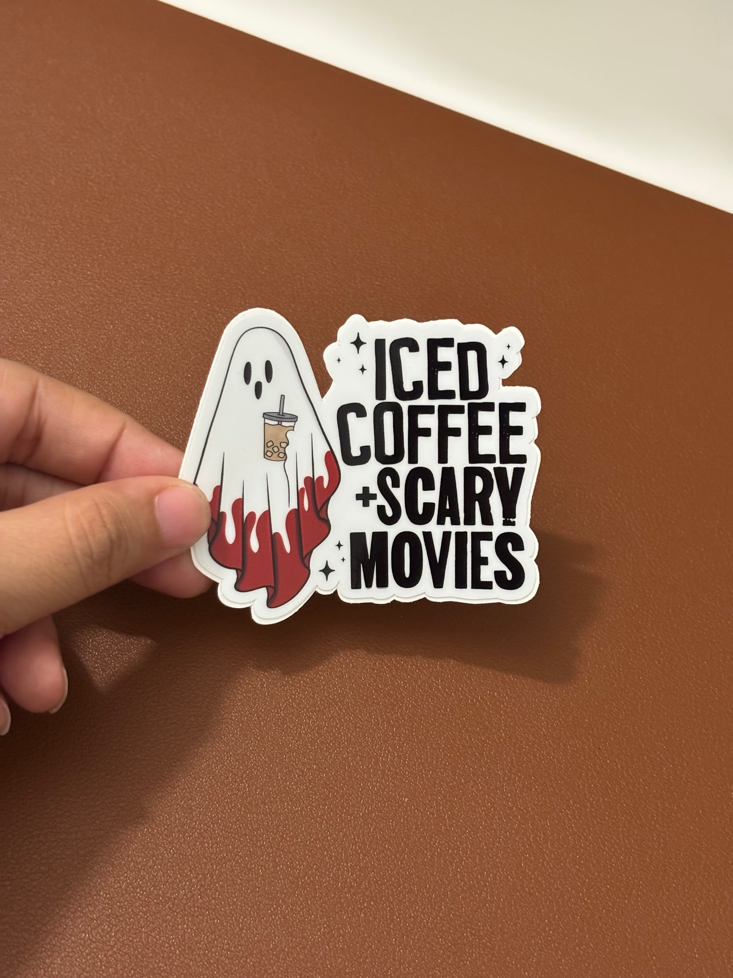 Iced coffee + SCARY MOVIES sticker