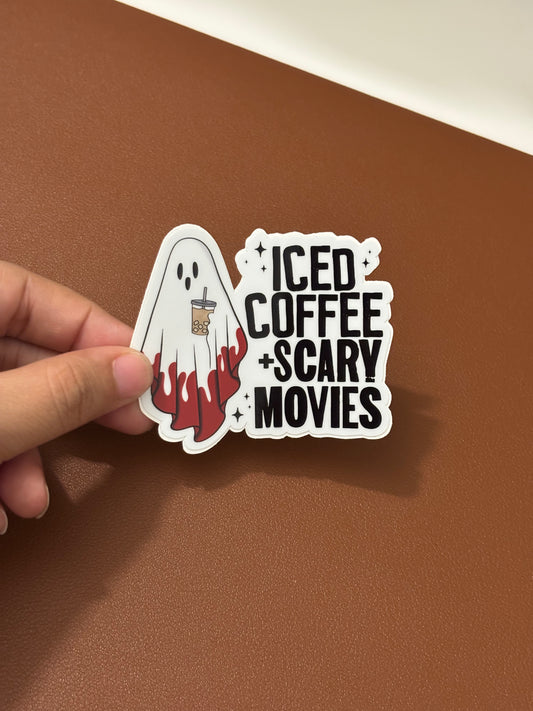 Iced coffee + SCARY MOVIES sticker